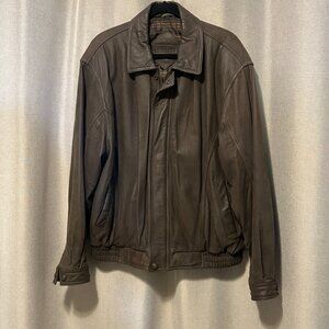 Men's Timberbay by Moores -  Leather Jacket - Chocolate Brown Size XL